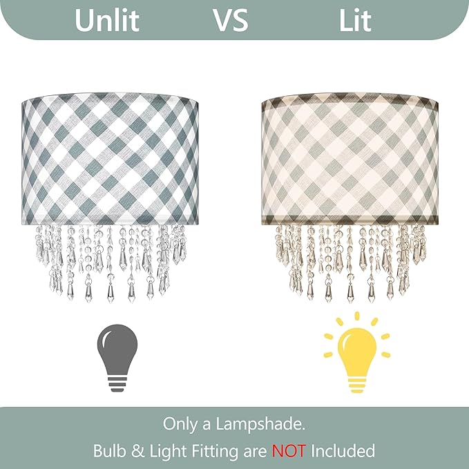 Teal & Grey Checkered Lamp Shade