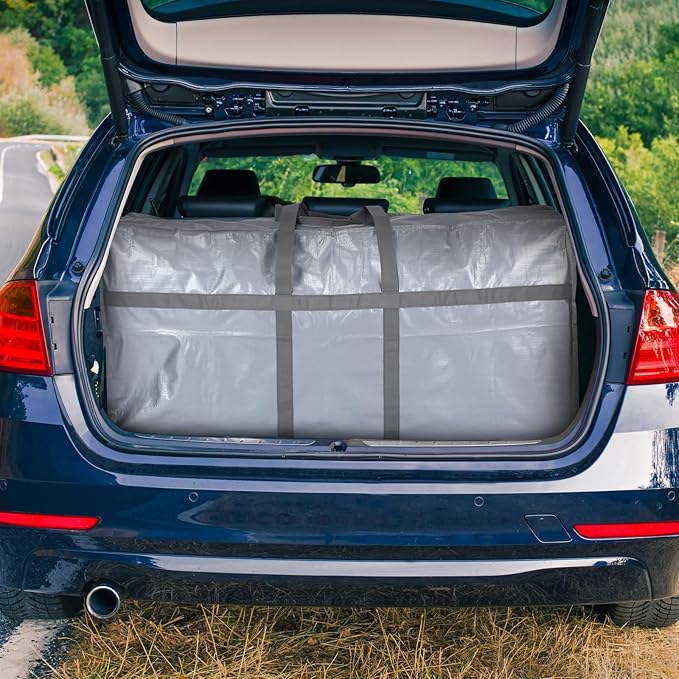 4 Pcs 66 Gallon Large Moving Bags with Zipper and Handles Foldable Storage Duffle Bags Heavy Duty Extra Large Totes for College Dorm Travel Clothes Blankets Bedding Moving (Silver)