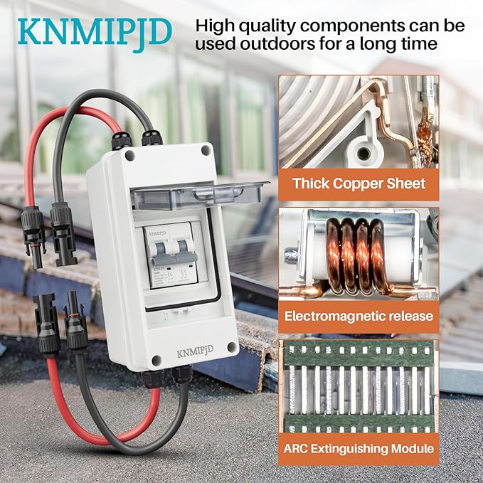 Solar Panel Disconnect Switch 10A 2P 400V Dc/AC Breaker Disconnect Box Outdoor Breaker Box Suitable for photovoltaic and Wind Energy Home Battery Systems (40 Amps)
