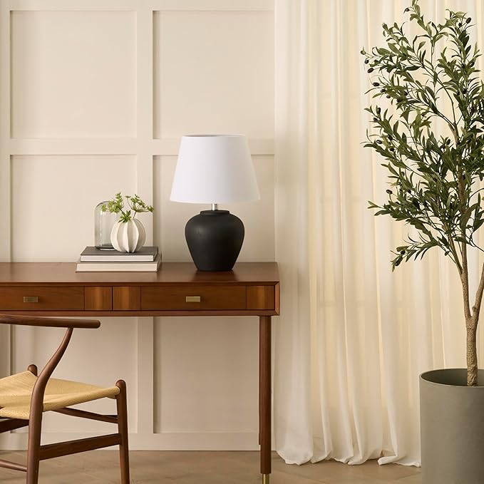 Nourison Home 20" Black Ceramic Pot Table Lamp