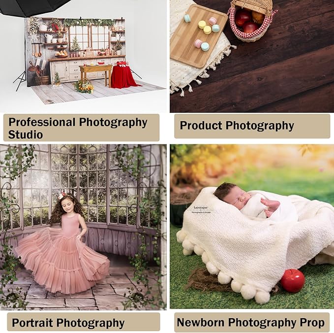 Kate White Wood Floor Mat Photography Floor Mat Newborn Photography Props Rubber Wooden Wall Flooring Backdrop for Professional Photographer 5x4ft