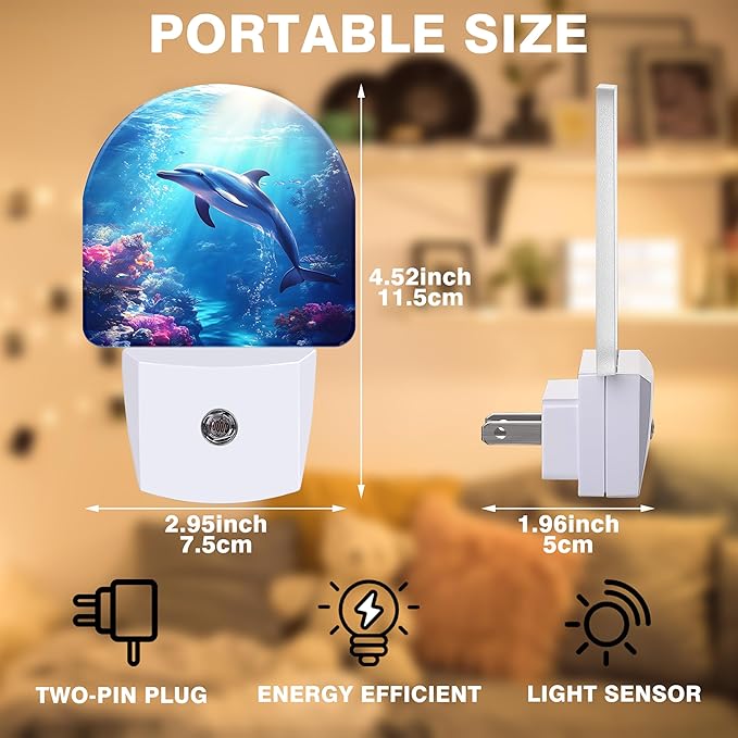 Night Light, Underwater World and Dolphin Night Lights Plug into Wall Dusk to