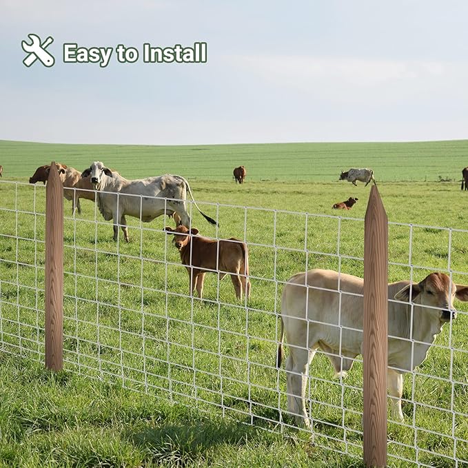 Farm Fence 4.5FT x 100FT, Galvanized Cattle Fence, Heavy Zinc Coating Wire Fencing, 14GA Livestock Fence, Goat Fence, Hog Wire Fencing Perfect for Pest Control, Livestock & Animals Protection