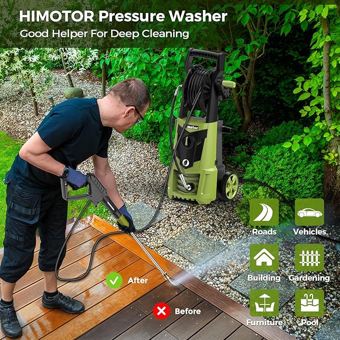 Electric Pressure Washer - 4000PSI 2.8GPM Electric Power Washer with 35ft Cord 26ft Hose, High Pressure Washers Includes 5 Nozzles, Foam Cannon for Cars, Homes, Driveways