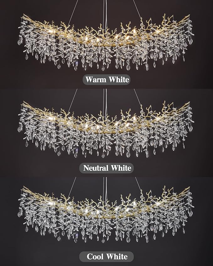 Modern Crystal Chandelier for Dining Room, 16-Light 63" Gold Tree Branch