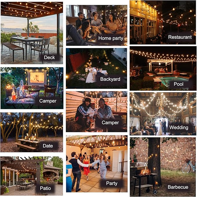 DAMAING LED Outdoor String Lights 100FT Patio Lights