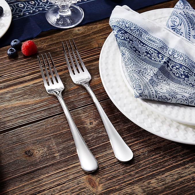 KEAWELL Premium Verona 20-Piece Silverware Set for 4, Heavy Duty – 18/10 Stainless Steel, Brilliant Mirror Finish, Smooth Edges, Dishwasher Safe (20, Silver)