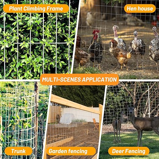 15GA 6'*50' Welded Wire Mesh, Metal Fencing Wire Mesh 2'' X 4'', for Dog Boundary Fence Roll Outdoor Animal Barrier Fence and Garden Plant Vegetable Protection