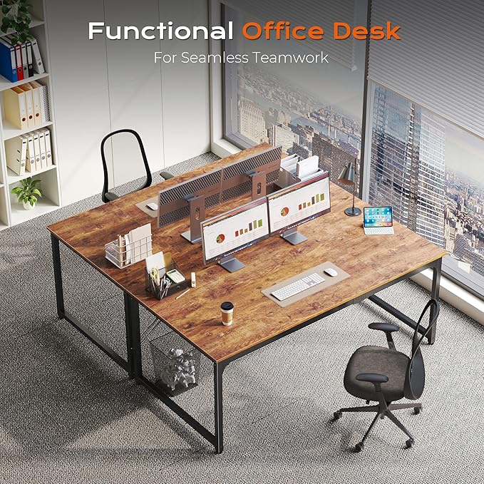 PRAISUN 63 X 29.5 Inch Computer Desk with Deeper Desktop, Gaming Office Writing Work Desk for Home Office, Study, Bedroom, Work from Home, Metal Frame, Rustic Brown