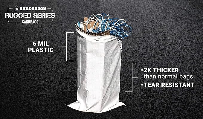 Sandbaggy Large Sandbags - Size: 31" x 45" - Thick Heavy Duty Contractor Bags, Heavy Duty Garbage Bags, Dumpster Bag, Construction Trash Bags, Contractor Bags 6 mil (1000)