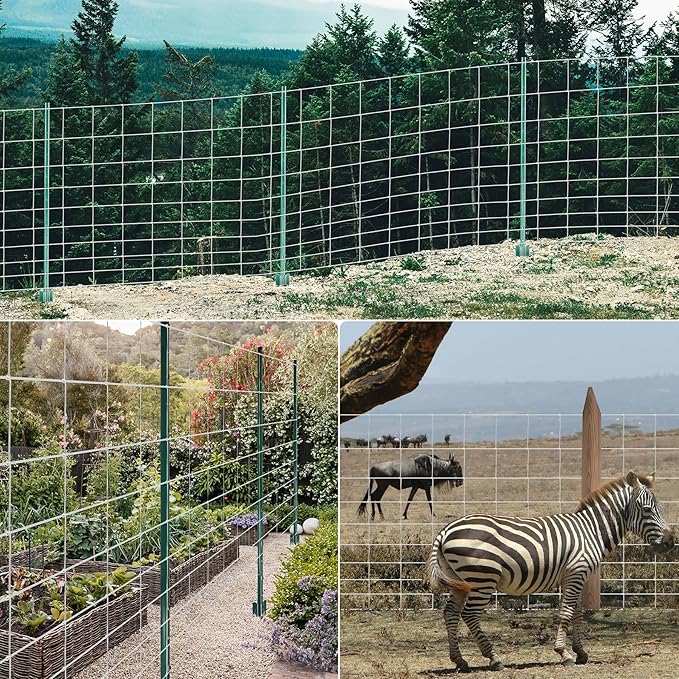 Farm Fence 4.5FT x 100FT, Galvanized Cattle Fence, Heavy Zinc Coating Wire Fencing, 14GA Livestock Fence, Goat Fence, Hog Wire Fencing Perfect for Pest Control, Livestock & Animals Protection