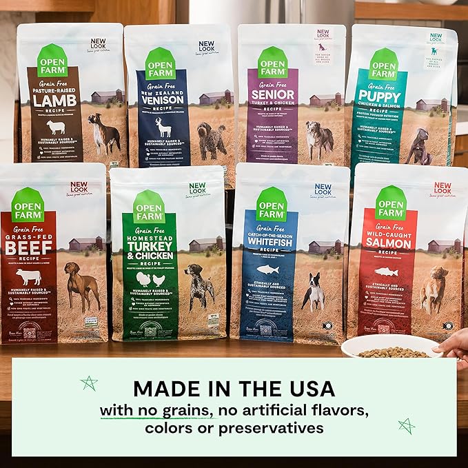 Open Farm, Grain-Free Dry Dog Food, Complete & Balanced Kibble, Sustainably & Ethically Sourced Ingredients, Non-GMO Veggies & Superfoods, Catch-of-The-Season Whitefish Recipe, 22lb Bag