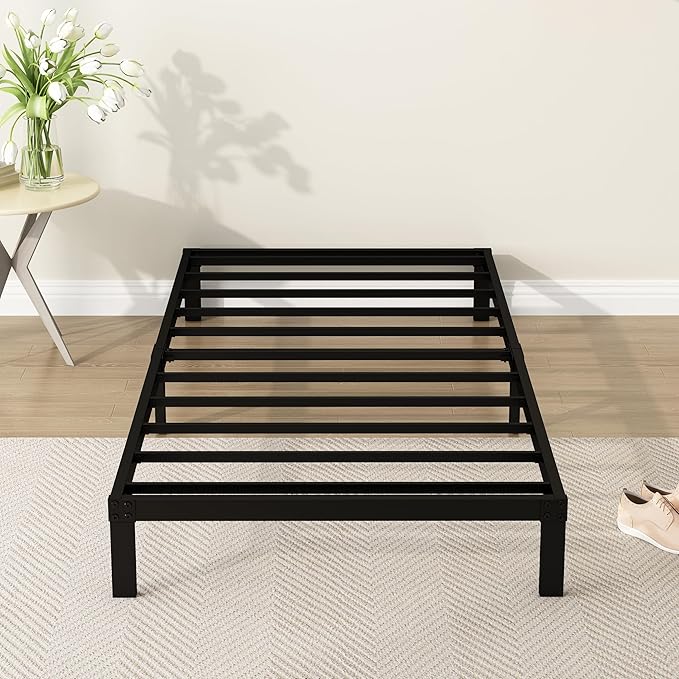 9 Inch Twin XL Bed Frames Heavy Duty Low Profile Metal Platform No Box Spring Needed Mattress Foundation, Easy to Assembly, Noise Free, Black