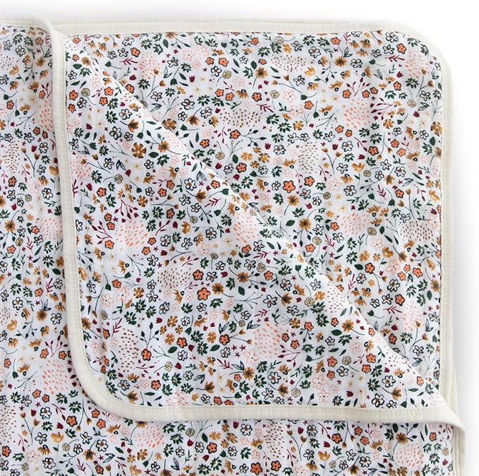 Little Unicorn Original Premium Cotton Quilt | Multi-Layered & Extra-Soft Muslin Fabric |for Babies & Toddlers (Pressed Petals)