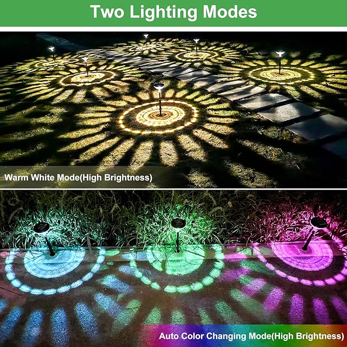 Nupostai 8 Pack Solar Pathway Lights, IP67 Waterproof, Outdoor Garden Yard Lawn