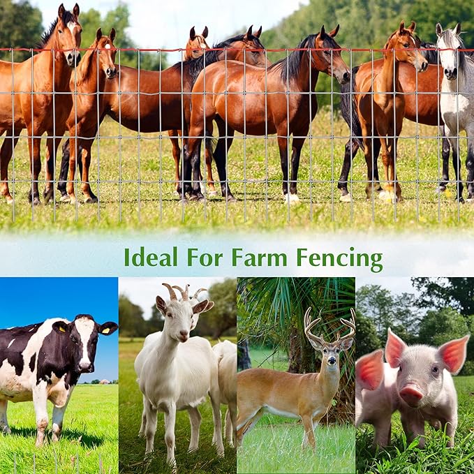 4x100ft Heavy Duty Horse Fence, 2x4 Inch Mesh, Rust-Resistant Metal Wire Farm Fencing for Livestock, Pasture, Garden, and Animal Containment
