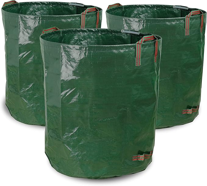 Gardzen 3-Pack 72 Gallon Yard Waste Bags, Reusable Heavy Duty Collapsible Garden Leaf Bags with Plastic Ring, Stand-Up Yard Waste Bin for Leaves, Lawn Debris & Grass Clippings, PE Material