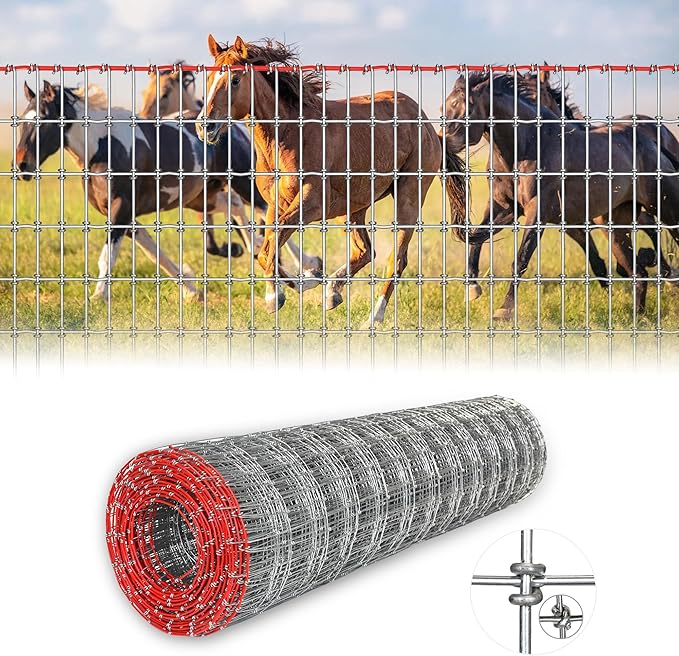 4x100ft Heavy Duty Horse Fence, 2x4 Inch Mesh, Rust-Resistant Metal Wire Farm Fencing for Livestock, Pasture, Garden, and Animal Containment
