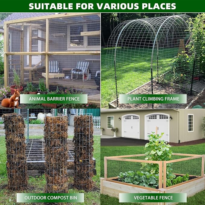 Welded Wire Fence, 50ft(L) x 36inch(H) PVC Coated Wire Fencing for Dog, 2 Inch x 3 Inch 16GA Fencing for Chicken, Anti-Rust Roll Metal Wire Mesh Fence for Yard Vegetable, Black
