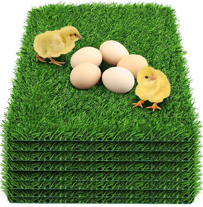 8 Pack Chicken Nesting Box Pads - Washable Artificial Grass Nesting Pads - Chicken Nesting Pads for Chicken Coop and Pet Garden Lawn Indoor Outdoor 12"×12"×1"