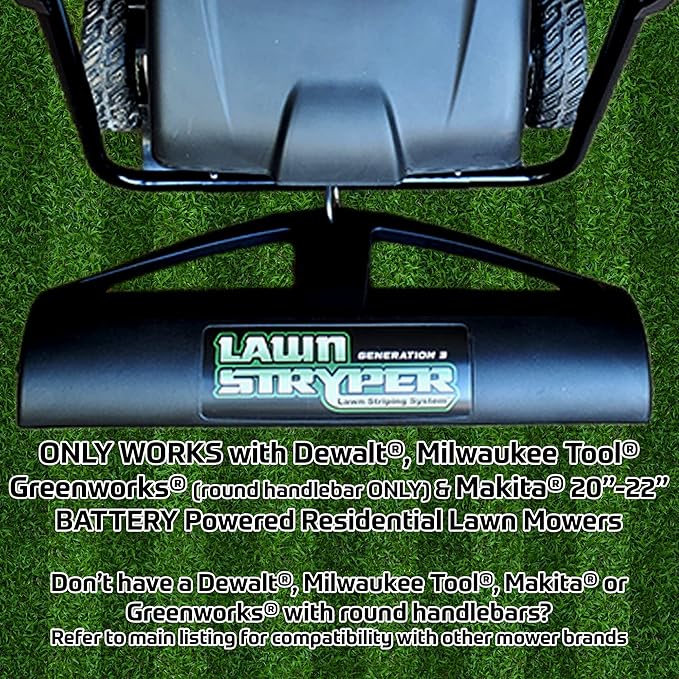 Generation 3-Lawn Striping System/Stripe Your Lawn Like A Ballpark/ONLY Works with ARIENS Razor, Craftsman (Battery ONLY), DEWALT, Echo, GREENWORKS, MAKITA, MKE Tool 21" Lawn Mowers