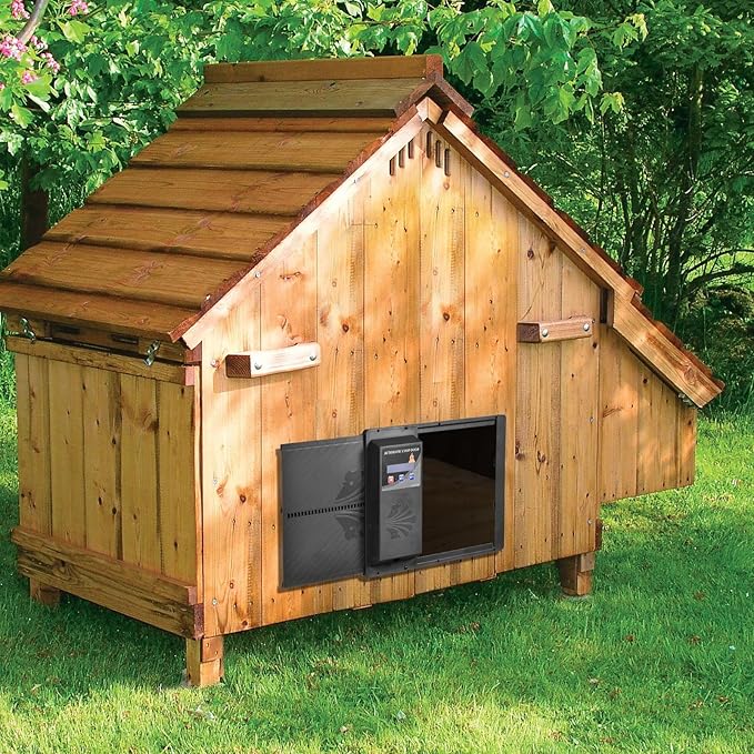 Automatic Chicken Coop Door with Timer Programmable,DoublePower Supply(USB Charging/Battery Holder) Chicken Coop Door with LCD Display Anti-Pinch Protection Weatherproof for Poultry,Black