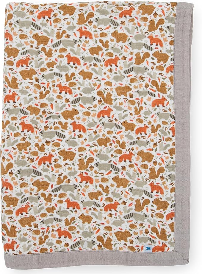 Little Unicorn Newborn Receiving Quilt | Ultra- Soft, Multi-Layered Muslin Fabric | Gift for Newborns & on-The-go (Fall Friends)