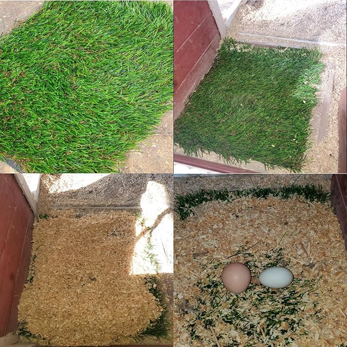 Nesting Box Pads for Chickens Washable,6PCS Reusable Laying Hen Nesting Pads Artificial Grass Rug Green Fake Turf Chick Mat Chicken Coop Accessories (11.8"x11.8"x1.18")