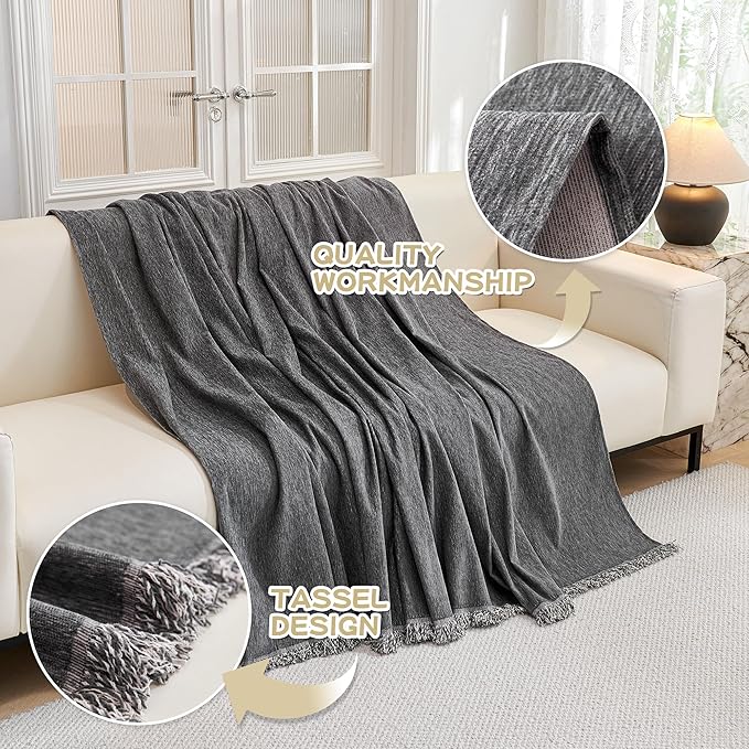 MYSKY HOME Couch Cover Sofa Covers Couch Covers for 3 Cushion Couch Sofa Pet Friendly, L Shaped Sectional Couch Cover Non Slip Dogs Furniture Protector for Kids, Dogs, 91"x134", Dark Grey
