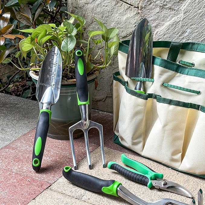 Gardening Supplies, Garden Tool Set, 19 Pcs Stainless Steel Garden Tool Kit with Bag, Ideal Gardening Gifts for Women