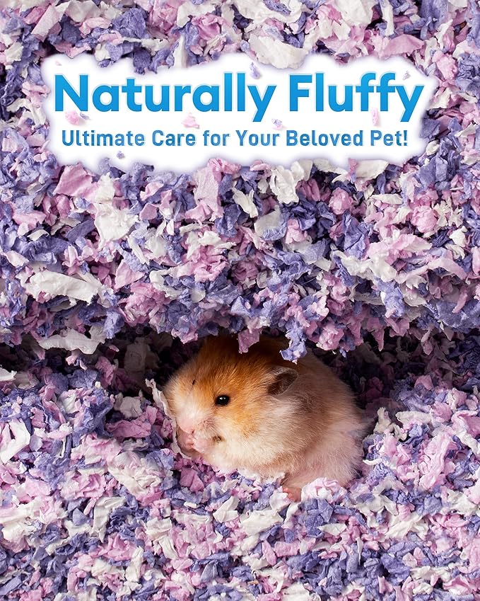 BUCATSTATE Hamster Bedding 70L, 99% Dust-Free Guinea Pig Paper Bedding Odor Control Paper Bedding, Cozy Small Animal Bedding for Rabbit Rat Syrian Dwarf Hamsters Gerbils (Lavender)