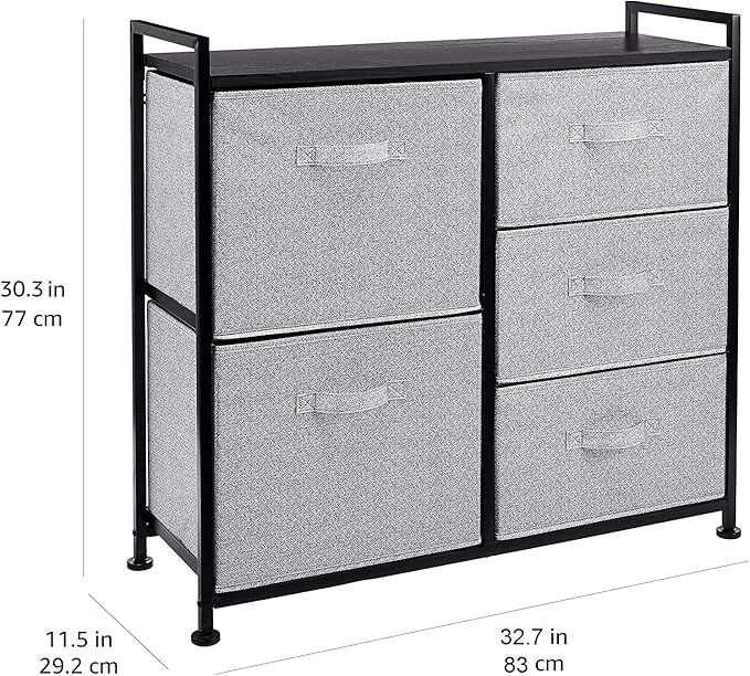 Amazon Basics Closet Organizer Drawers with 5-Fabric Storage Units, Black