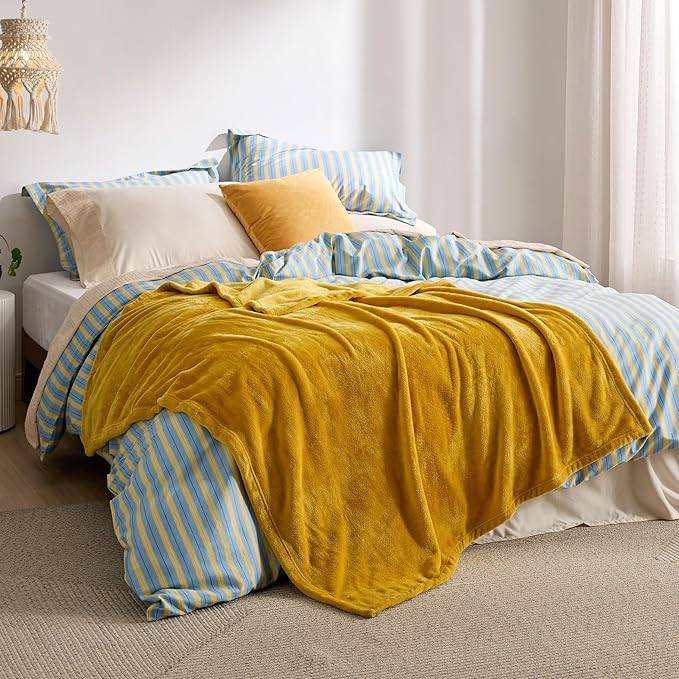 Bedsure GentleSoft Gold Fleece Throw Blanket - 300GSM Blankets for Couch, Sofa, Bed, Soft Lightweight Plush Cozy Throws for Toddlers, 50x60 inches