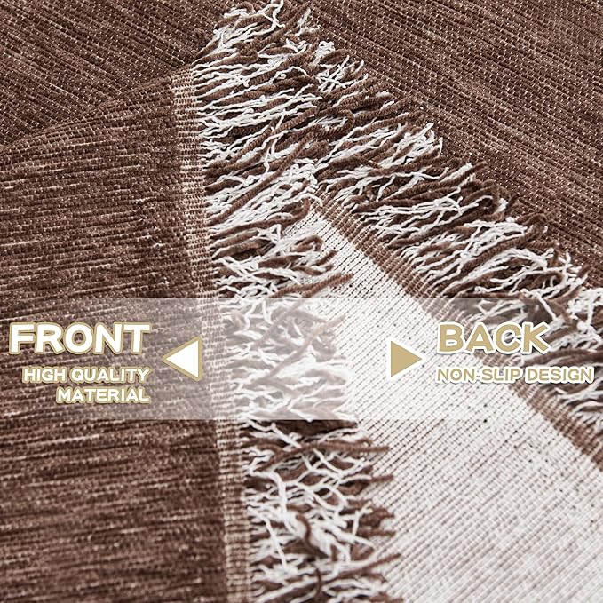 MYSKY HOME Chair Couch Covers Sectional Couch Covers for Pet Sofa Covers Non Slip Soft Couch Sofa Cover, Washable Furniture Protector Sofa Slipcover with Tassel Sofa Throws, 71"x91", Chocolate