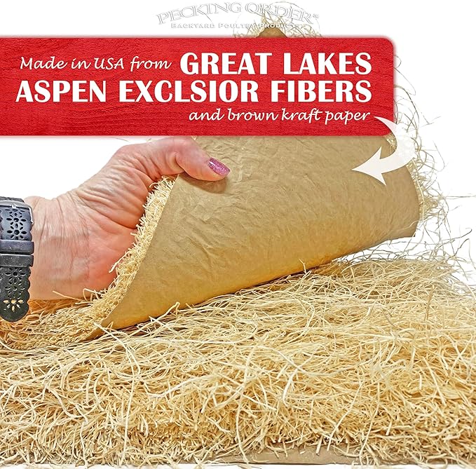 Pecking Order Nest Box Pads for Chicken Nesting Boxes - 13 x 13 Pads Made in USA from Sustainably Sourced Aspen Excelsior,(Pack of 30)
