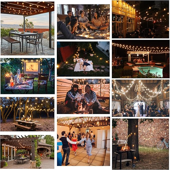 DAMAING Outdoor String Lights 50 FT Waterproof Patio Light String Lights