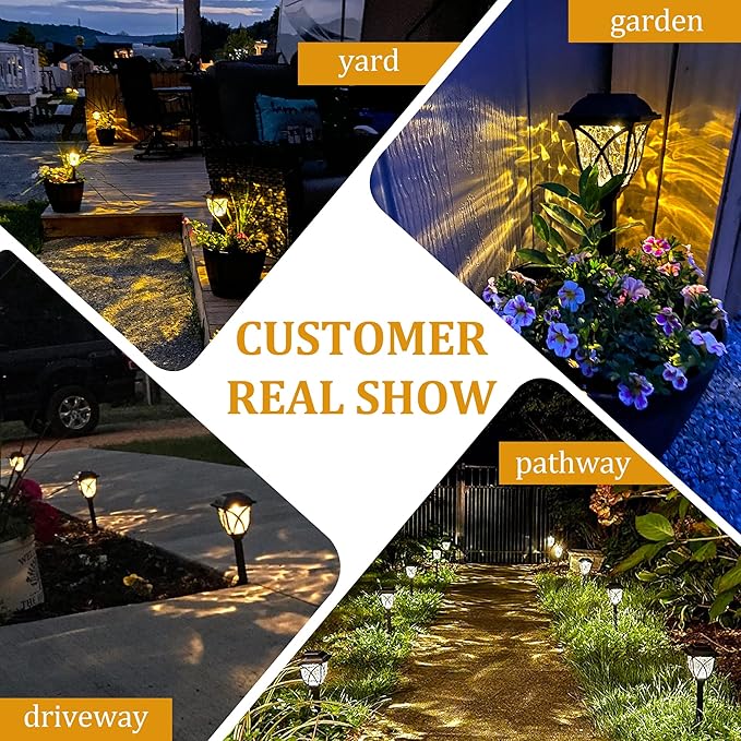 GIGALUMI Solar Lights Outdoor Waterproof, 6 Pack LED Solar Garden Lights