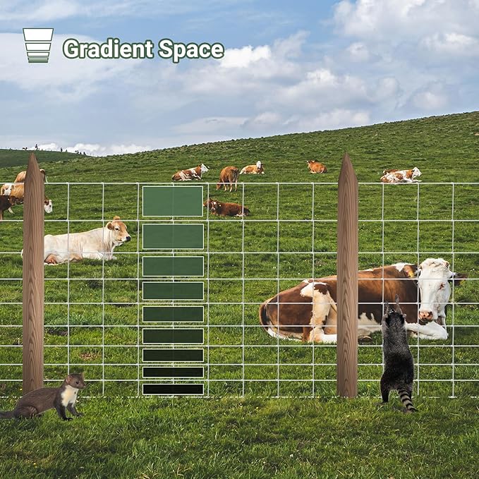 Farm Fence 4.5FT x 100FT, Galvanized Cattle Fence, Heavy Zinc Coating Wire Fencing, 14GA Livestock Fence, Goat Fence, Hog Wire Fencing Perfect for Pest Control, Livestock & Animals Protection