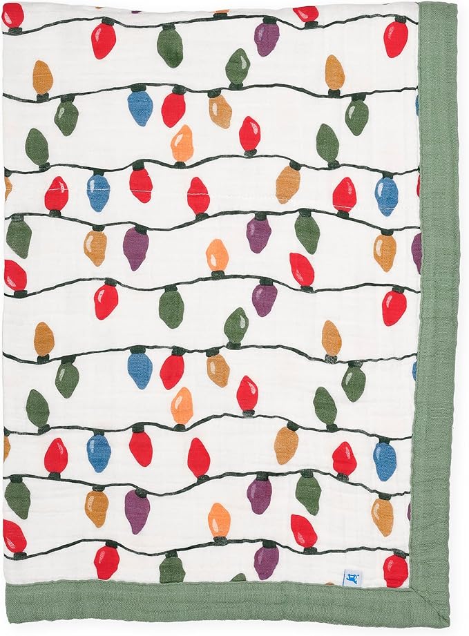 Little Unicorn Christmas Bulbs Cotton Muslin Quilt Receving Blanket | 100% Cotton | Super Soft | Babies and Toddlers | 30" x 40" | Machine Washable