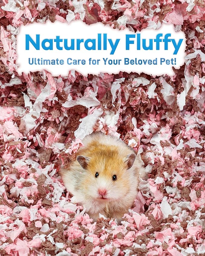 BUCATSTATE Hamster Bedding 70L, 99% Dust-Free Guinea Pig Paper Bedding Odor Control Paper Bedding, Cozy Small Animal Bedding for Rabbit Rat Syrian Dwarf Hamsters Gerbils (Blossom)