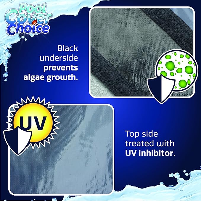 Winter Swimming Pool Cover for 28 ft Aboveground Round Pool Size, Superb Choice Series, Solid Material, Color - Iron Gray, Pool Cover Choice 5128-4CHOICE
