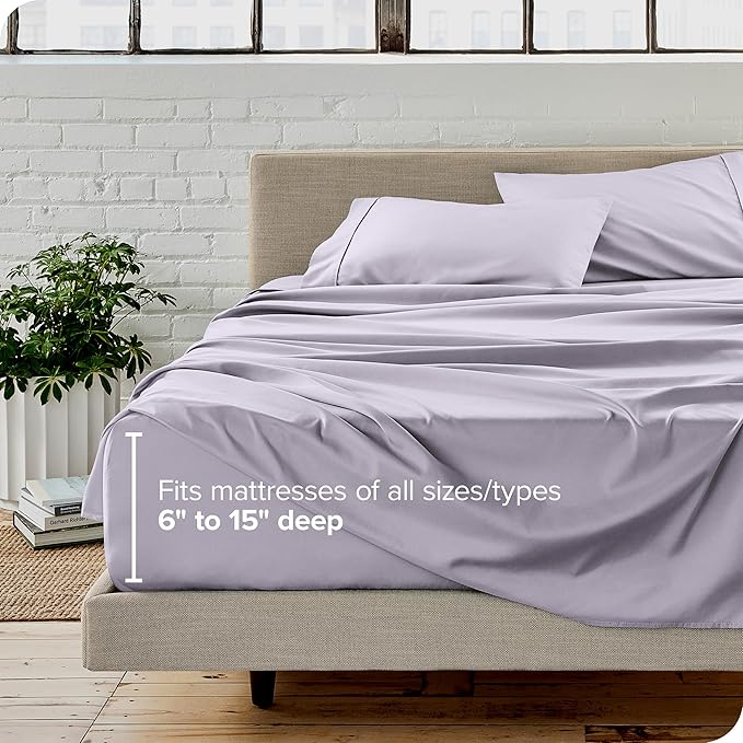 Bare Home California King Sheet Set - 1800 Ultra-Soft Microfiber Cal King Bed Sheets - Double Brushed - Deep Pockets - Easy Fit - 4 Piece Set - Bed Sheets (Cal King, Light Lavender)