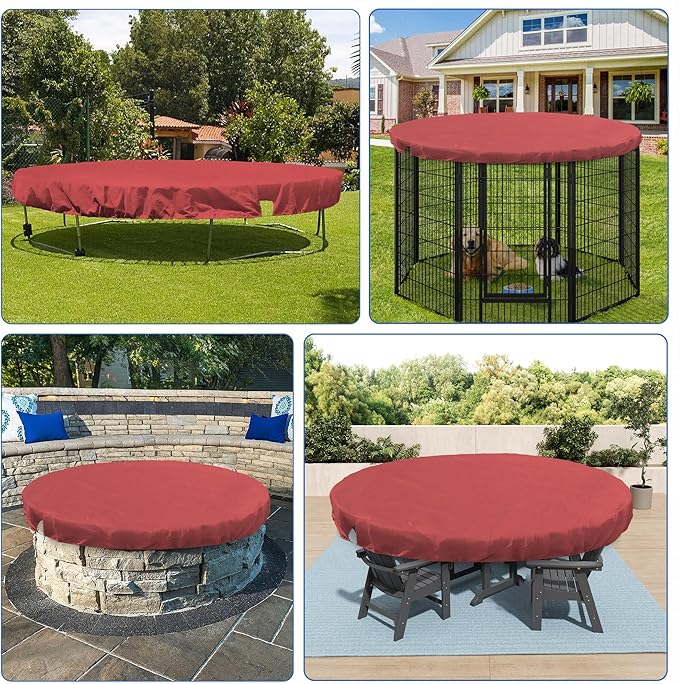 ECOOPTS 6 ft Round Pool Cover for Above Ground Pools, Swimming Pool Cover Protector Winter Safety Cover (Red)