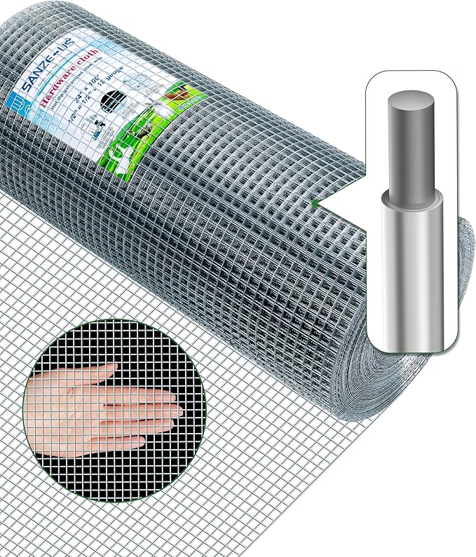 Hardware Cloth,1/2inch 48inx100ft 19 Gauge,Double-Layer Hot-Dip Galvanizing After Welding,Chicken Wire Netting Garden Wire Fencing Rabbit Snake Fence Chicken Coop Plant Supports