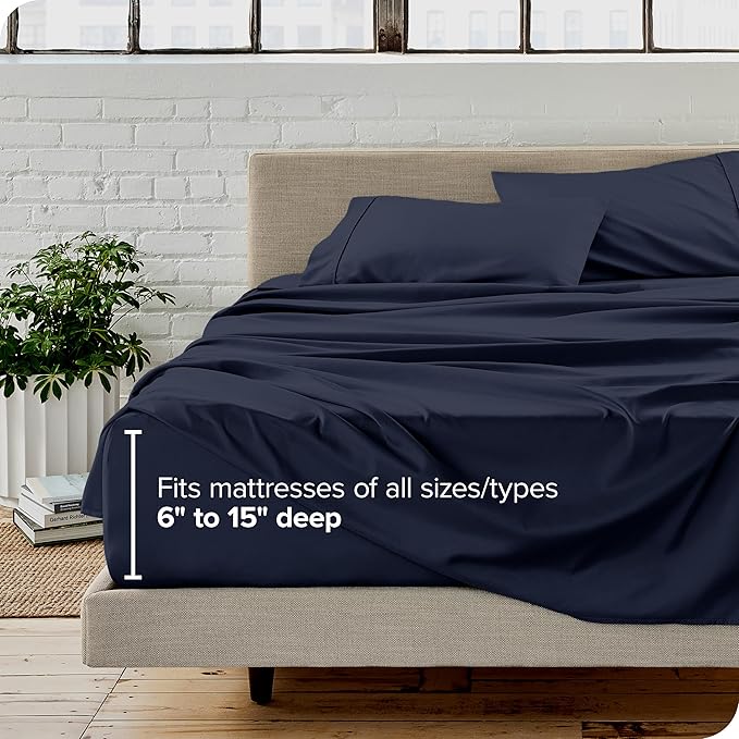 Bare Home King Sheet Set - Luxury 1800 Ultra-Soft Microfiber King Bed Sheets - Double Brushed - Deep Pockets - Easy Fit - 4 Piece Set - Bedding Sheets & Pillowcases (King, Midnight Blue)