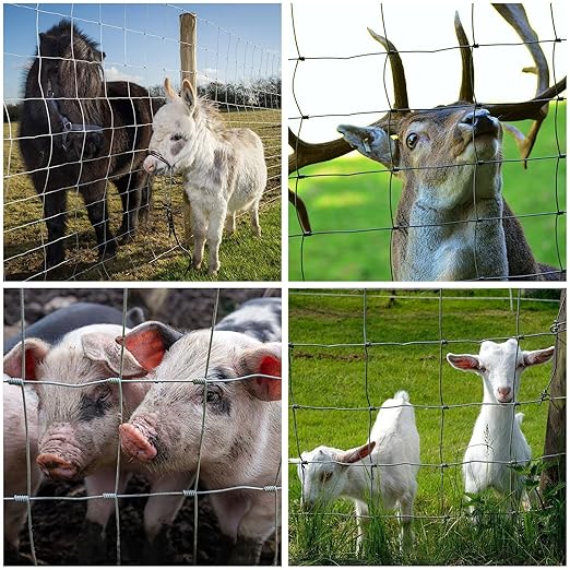 Farm Fence 4ft x 164ft Heavy Zinc Coating Cattle Fence,Galvanized Field Wire Fencing Deer Fence,Goat Fence,Hog Wire Fencing for Yard Livestock & Animals Protection