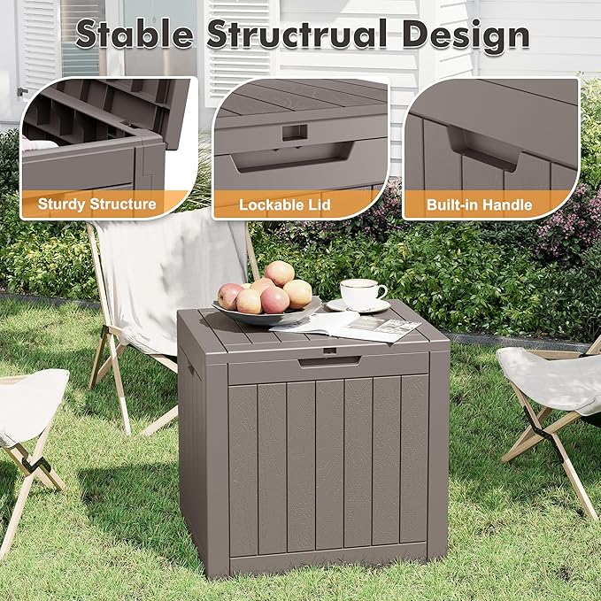 31 Gallon Outdoor Storage Box, Waterproof Deck Box, Lockable Indoor/Outdoor Storage Box for Patio Furniture, Garden Tools, Package Delivery Box, UV-Resistant Outside Chest