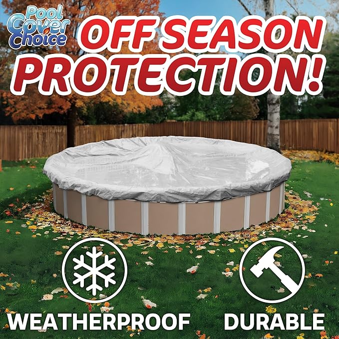 Winter Swimming Pool Cover for 18 ft Aboveground Round Pool Size, Top Choice Series, Solid Material, Color - Platinum Gray, Pool Cover Choice 3018-4CHOICE