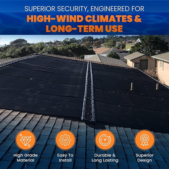 Industrial Grade Solar Pool Heater DIY Kit - Superior High-Wind Strapless Mounting System & Maximum Freeze Resistance (6-4'x12.5' / 300 Square Feet)