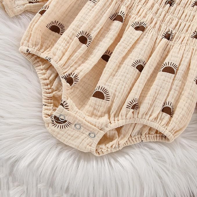 2pcs Infant Baby Girls Romper Dress Headband Long Sleeve Clothing Flowers Newborn Boho Girl Outfit Jumpsuit Clothes